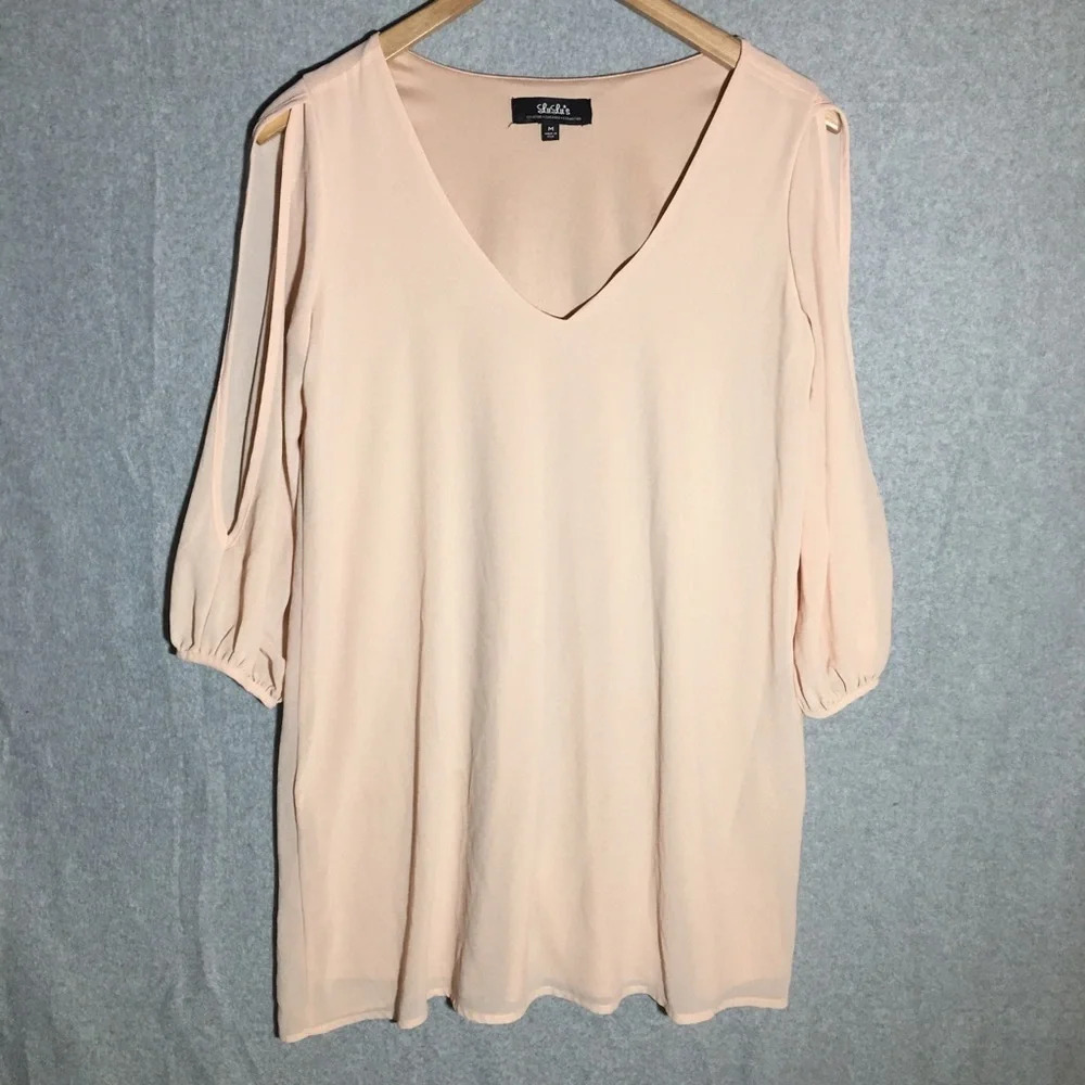Womens Lulu’s Dress Open Sleeves Flowy V Neck Formal Balletcore Boho Pink Event